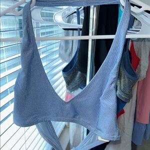 Aerie Blue Ribbed Women's bikini top